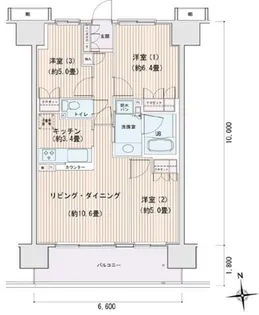 エスティメゾン豊洲レジデンスB【6階】の間取り