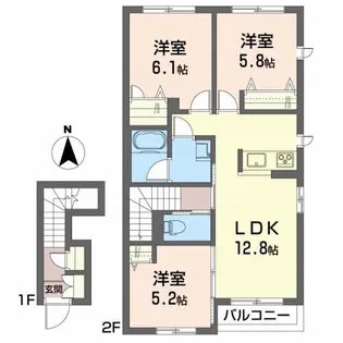 メゾンマスト谷川瀬【2階】の間取り