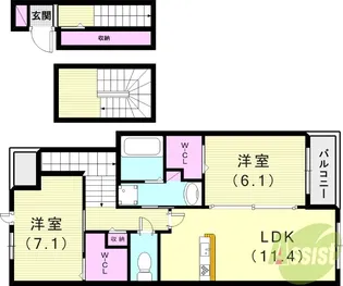 サンティエNAGAI【3階】の間取り