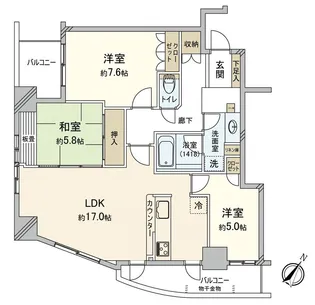 パークタワー大阪中之島フロント【5階】の間取り