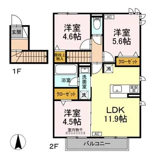 駅西III【2階】の間取り