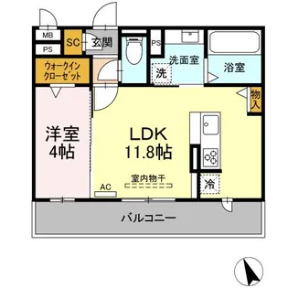 D スクエア牛田【3階】の間取り