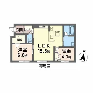 シャーメゾン春日【1階】の間取り