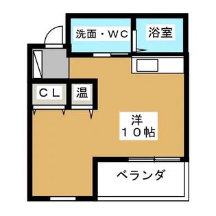 免震ワンルーム・伝馬【4階】の間取り