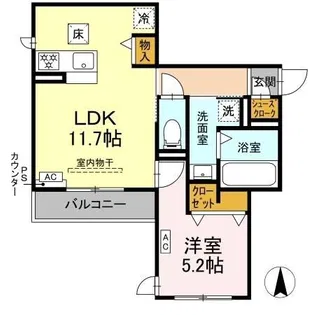 シュヴァル・レジェール【1階】の間取り