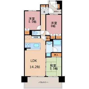 栃木県宇都宮市南大通り1【マンション】の間取り