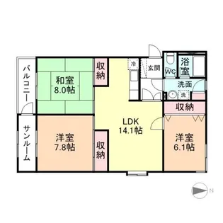 ウオノミハイツ【4階】の間取り