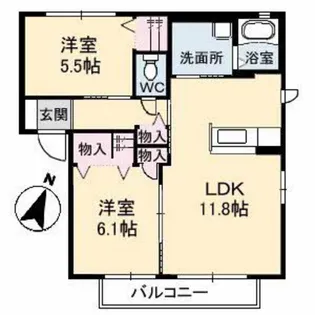 シャーメゾン藤崎 A棟【2階】の間取り