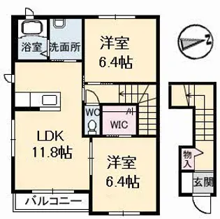 スカイメゾン12番館【2階】の間取り