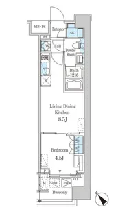 レガシス中目黒【6階】の間取り