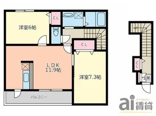 東京都東久留米市下里2【アパート】の間取り