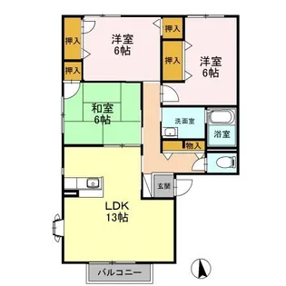 レシェンテ徳力 A棟【1階】の間取り