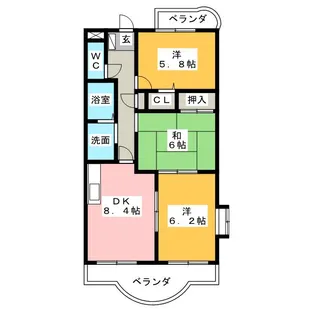 パークハイツ高橋【3階】の間取り