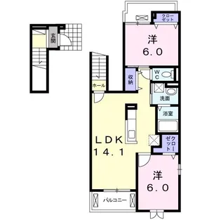 オアシス大門【2階】の間取り