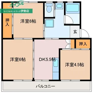 ビレッジハウス船江2号棟【4階】の間取り