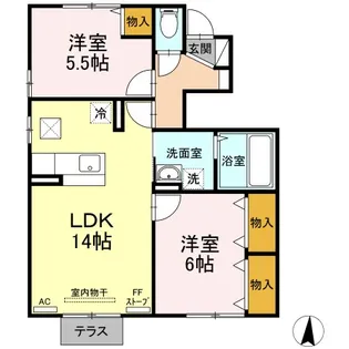 リビングタウン浜田 C【1階】の間取り