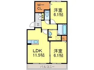 アース・フレンドリー大野城【3階】の間取り