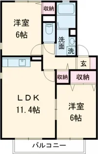Chrysanthemum(クリサンテーム)A棟【2階】の間取り