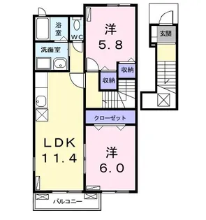 ブラン・ルピナス B【2階】の間取り