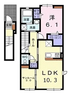 広島県広島市安佐北区三入2【アパート】の間取り