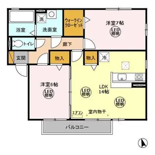 メゾングレース D・E【1階】の間取り