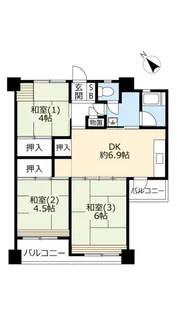 UR洛西新林【3階】の間取り