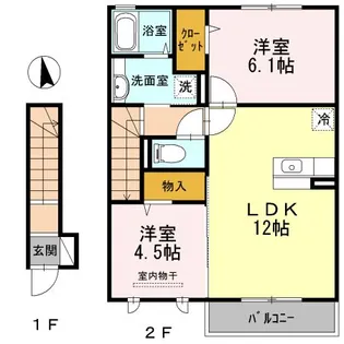 ヴィラ ウィステリア 神埼 C棟【2階】の間取り
