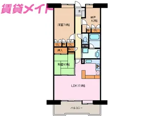 レインボー石塚【6階】の間取り
