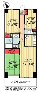 ライオンズステーションプラザ西船橋【11階】の間取り