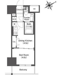 レフィールオーブ浅草橋【6階】の間取り