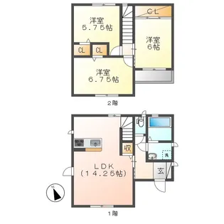 岡山県倉敷市東塚3【一戸建】の間取り