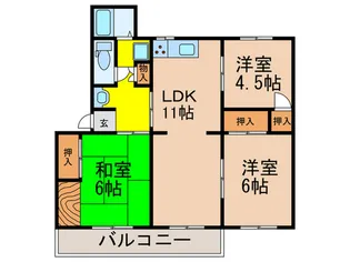 公社清和台住宅5号棟【2階】の間取り