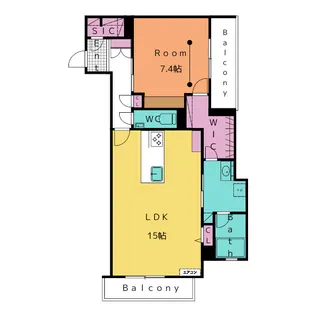 HIGH LINE PARK(ハイラインパーク)B棟【4階】の間取り