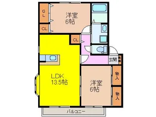 スカイプラザ宇梶C【2階】の間取り