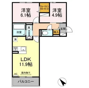 メゾンドール東谷山 B棟【3階】の間取り