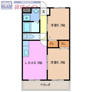 フラット立石C棟(伊賀市別府)【3階】の間取り