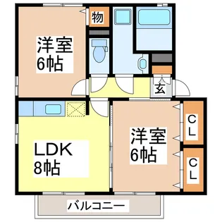 フルール・プリムヴェールD【2階】の間取り