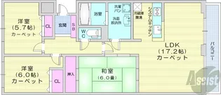 サーム北6条【7階】の間取り