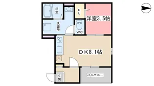 1DKの間取り画像