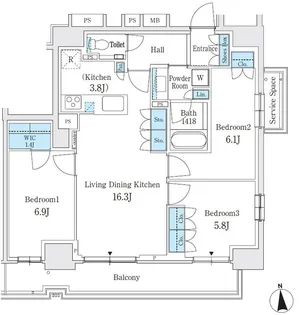 パークホームズ東陽町【10階】の間取り