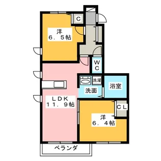 第二プリムローズ宝神 A棟【1階】の間取り