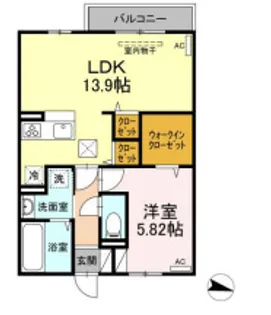 ハピネス古賀島 B【1階】の間取り