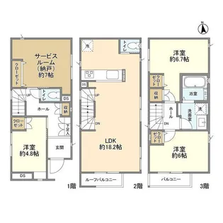 東京都足立区本木西町【一戸建】の間取り