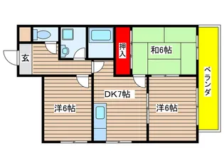 パ-クサイド植田山【1階】の間取り