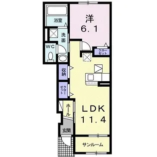 カルム菅池B【1階】の間取り