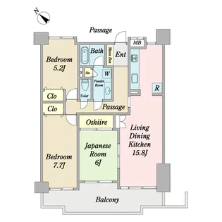 コスモ武蔵浦和プロシィード【2階】の間取り