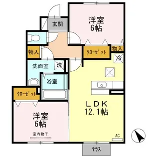 サンブランシュプレイス B棟【1階】の間取り