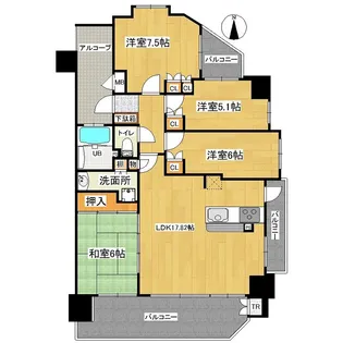 ナイスシティアリーナ大和町【11階】の間取り