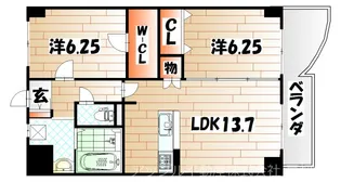 クルーズロワ天神【8階】の間取り