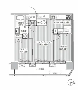 コスモグランス南品川【14階】の間取り